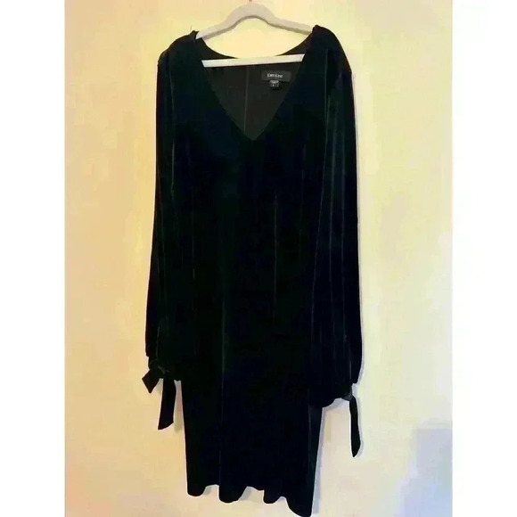 Karen Kane Womens Velvet Sheath Dress V-Neck with Bow Sleeves size Large - Picture 4 of 8